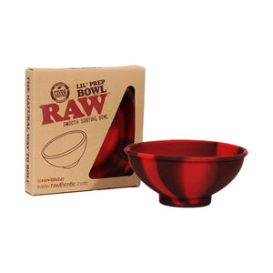 RAW Lil’ Prep Bowl in silicone antiaderente rosso e nero, diametro 70 mm, con confezione originale | GrowLab