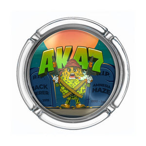 Posacenere in vetro Best Buds con grafica AK-47, resistente e decorativo | GrowLab