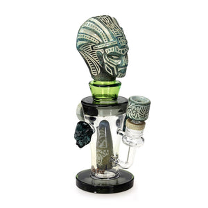 Bong Black Leaf Egyptian Warrior in vetro borosilicato con texture effetto pietra e diffusore integrato | GrowLab