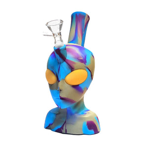 Bong in silicone con design a testa aliena, resistente, smontabile e facile da pulire | GrowLab