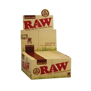 Box RAW Organic Hemp King Size Slim con 50 pacchetti da 32 cartine in canapa biologica | GrowLab