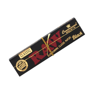 Kit RAW Connoisseur Black con 32 cartine King Size Slim ultra sottili e 32 filtri in cartoncino, confezione con elastico | GrowLab