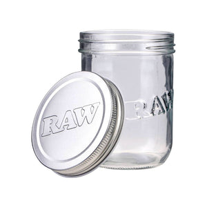 Barattolo RAW in vetro spesso da 473 ml con logo inciso e coperchio a vite | GrowLab