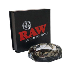 Posacenere RAW The Darkside in cristallo nero con 4 incavi e logo | GrowLab