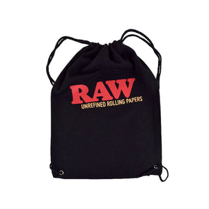 Sacca RAW nera con lacci e logo rosso stampato sul fronte | GrowLab