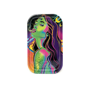 Vassoio per rollare Third Eye Girl in metallo 27x16cm con grafica psichedelica e terzo occhio | GrowLab