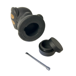 Pipa Death nera con contenitore in silicone estratto dalla base e utensile metallico | GrowLab