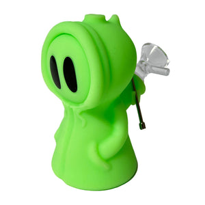 Pipa Urban Crew Death in silicone verde con cappuccio e grandi occhi neri | GrowLab
