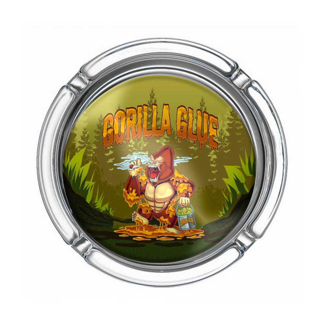 Posacenere in vetro Best Buds con grafica Gorilla Glue, resistente e decorativo | GrowLab