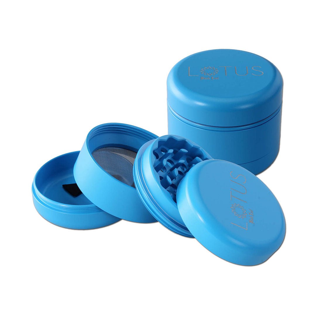 Grinder Black Leaf Lotus 4 parti in alluminio ceramico antiaderente | GrowLab
