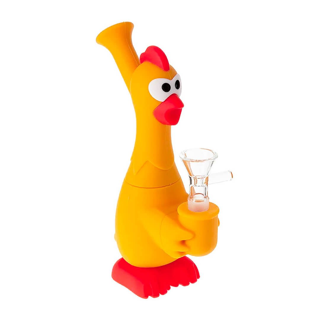Bong in Silicone con Braciere in Vetro - Pollo Arancione - GrowLab