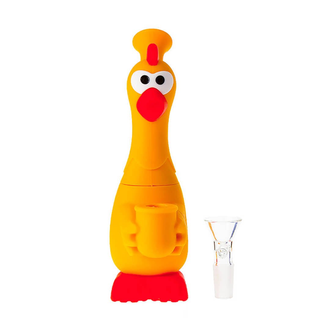 Bong in Silicone con Braciere in Vetro - Pollo Arancione - GrowLab