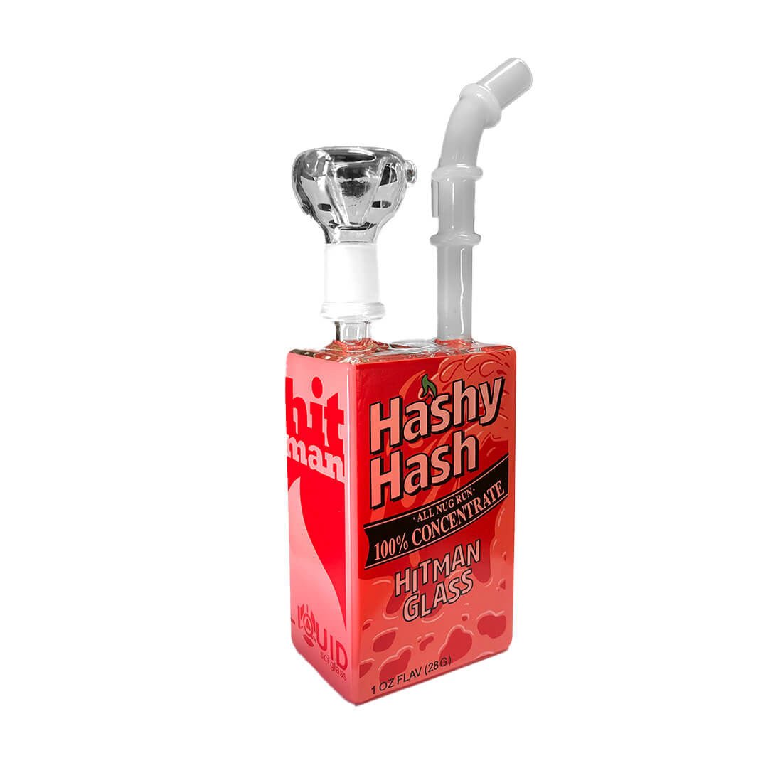 Bong in vetro a forma di brick di succo con cannuccia integrata | GrowLab