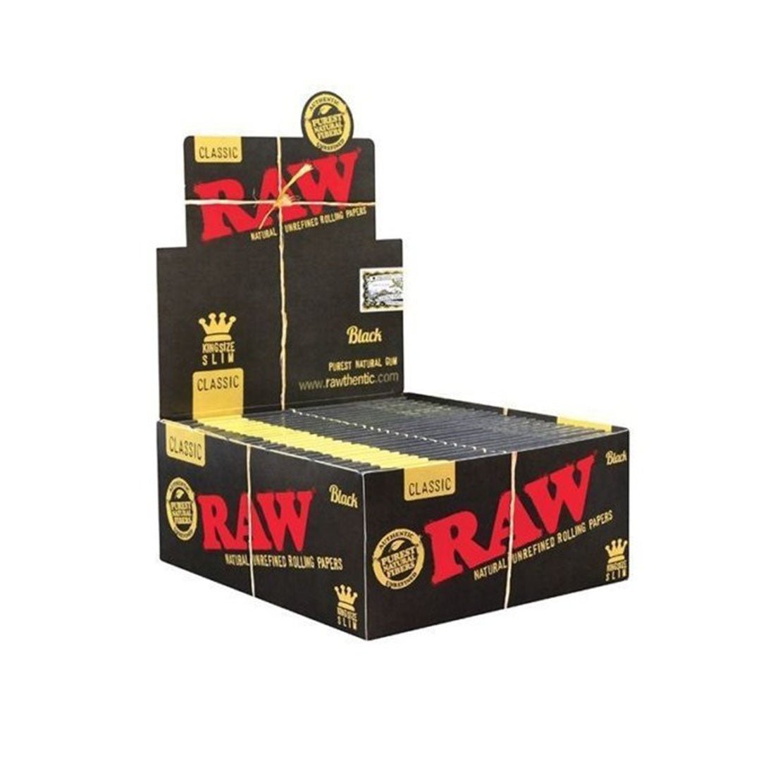 Box RAW Black King Size Slim con 50 pacchetti da 32 cartine ultra sottili | GrowLab