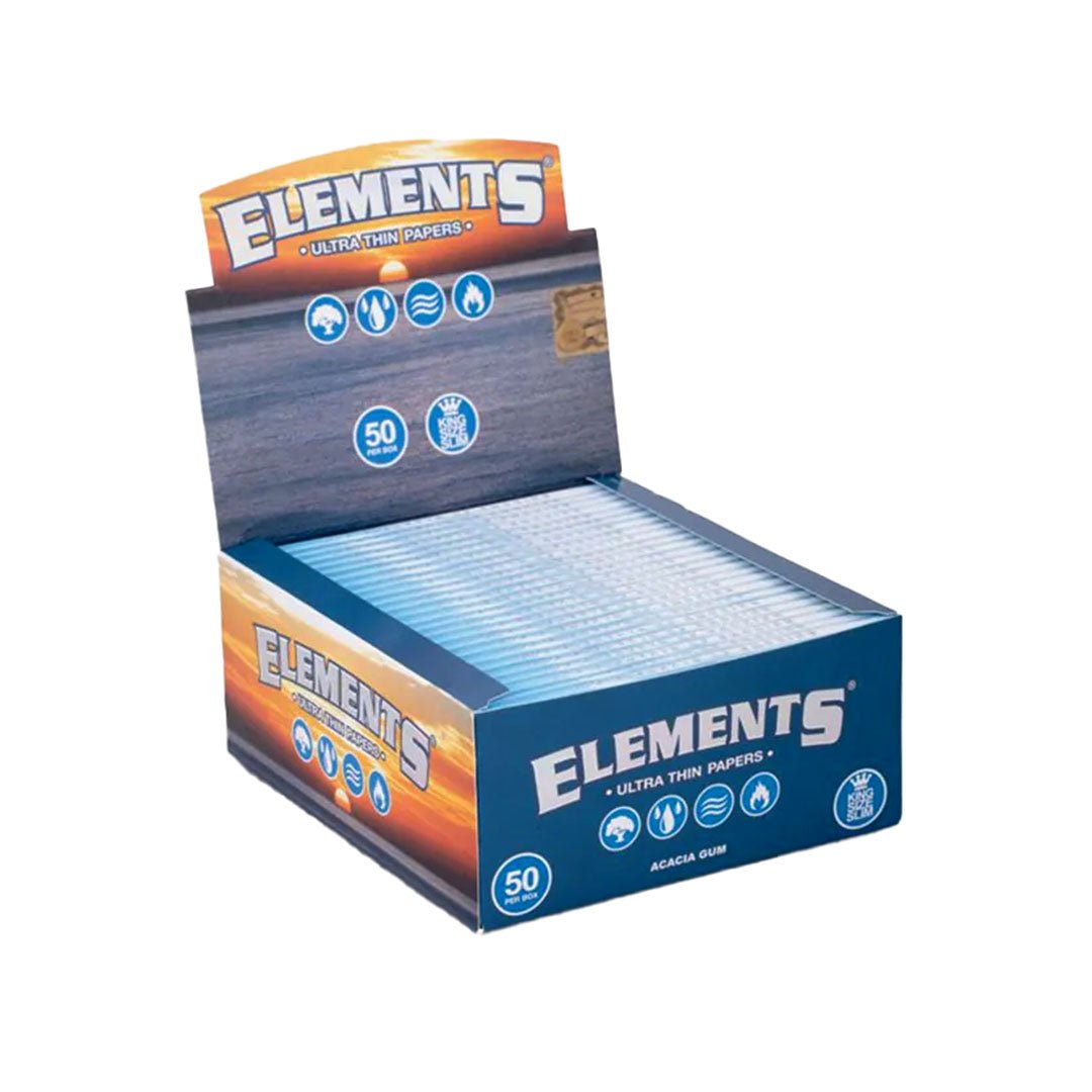 Box Elements con 50 pacchetti di cartine King Size Slim in carta di riso naturale ultrasottile | GrowLab