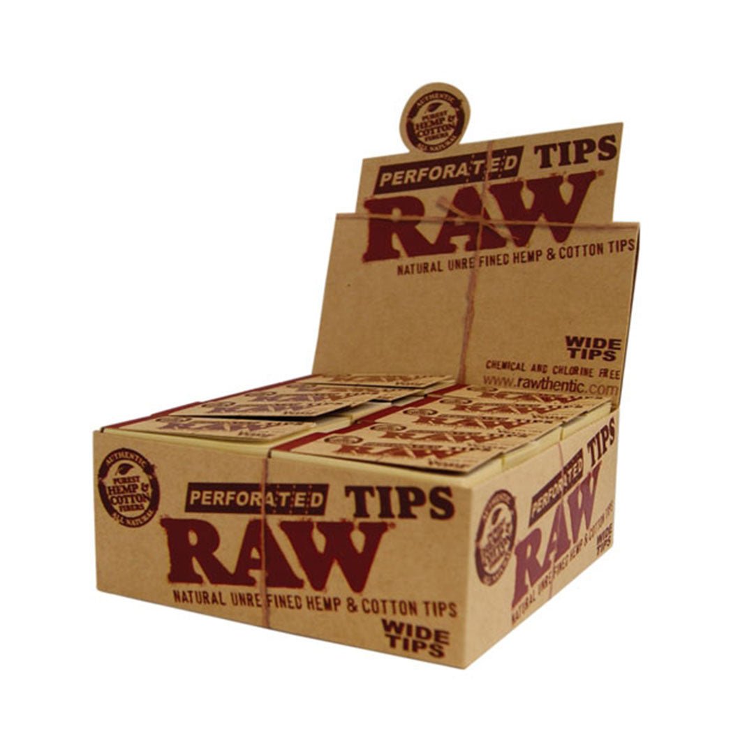Box RAW Wide Perforated Tips con filtri larghi in carta naturale non sbiancata | GrowLab