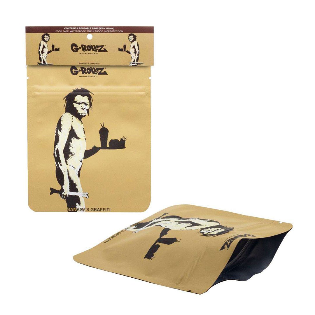 Bustine G-Rollz Fast Food Caveman 100×125 mm, confezione da 8 pezzi antiodore richiudibili | GrowLab