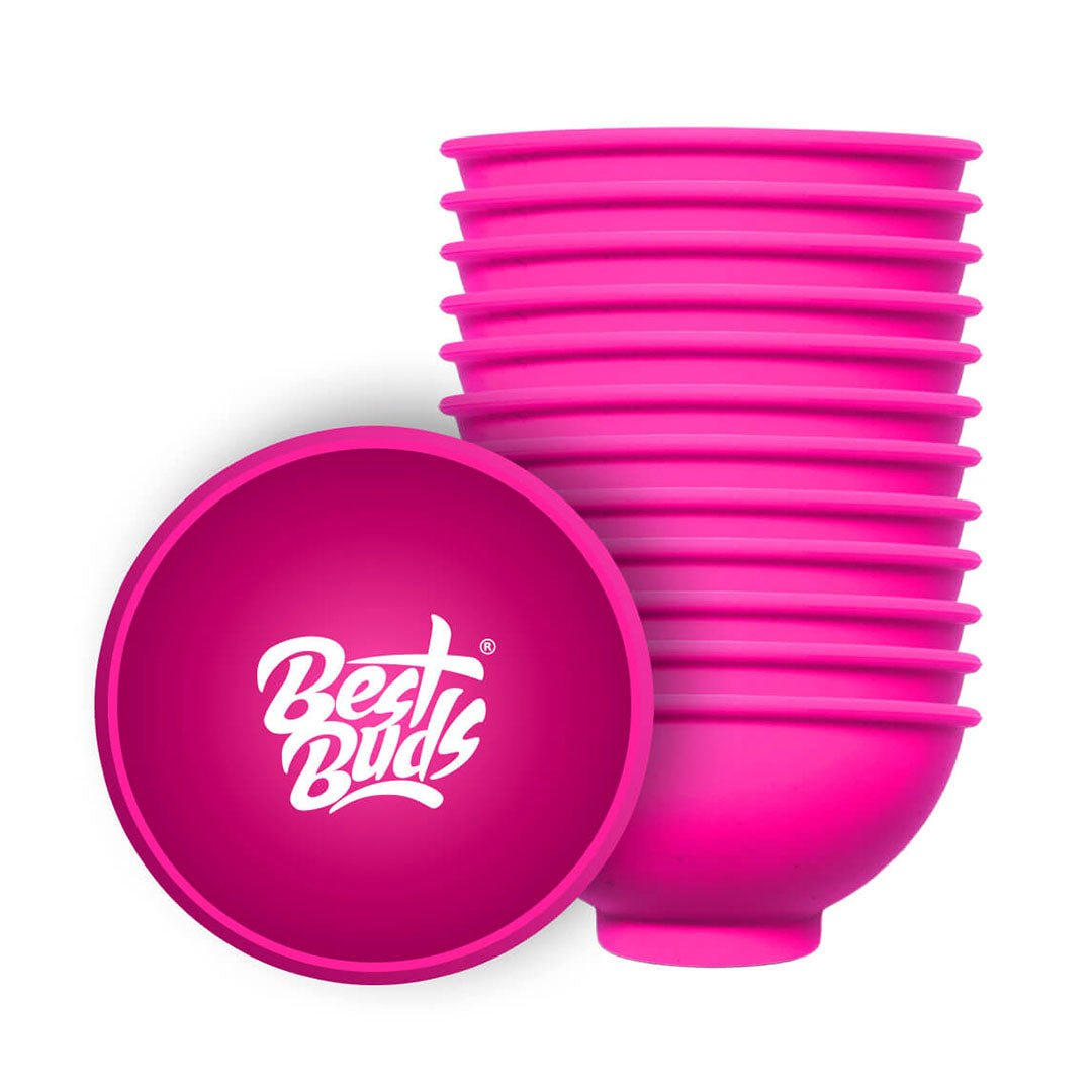 Mistiera in silicone alimentare rosa con logo Best Buds | GrowLab