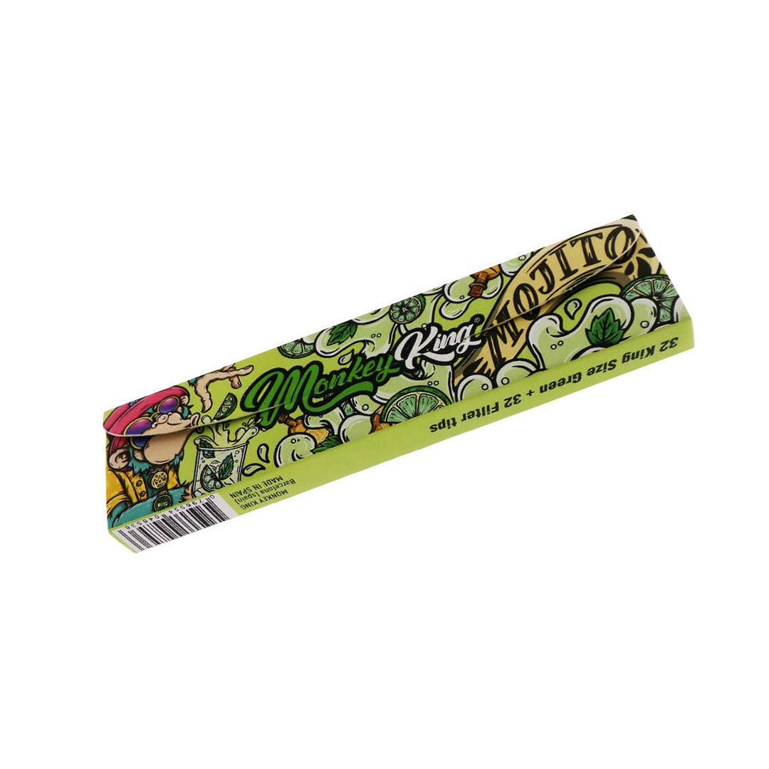Libretto Monkey King Mojito con 32 cartine King Size Slim e 32 filtri, aroma fresco | GrowLab