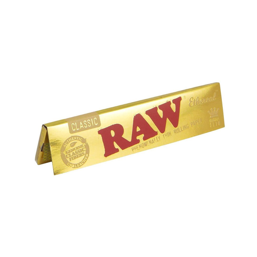 Pacchetto RAW Ethereal con 32 cartine lunghe King Size Slim ultra sottili in carta naturale | GrowLab
