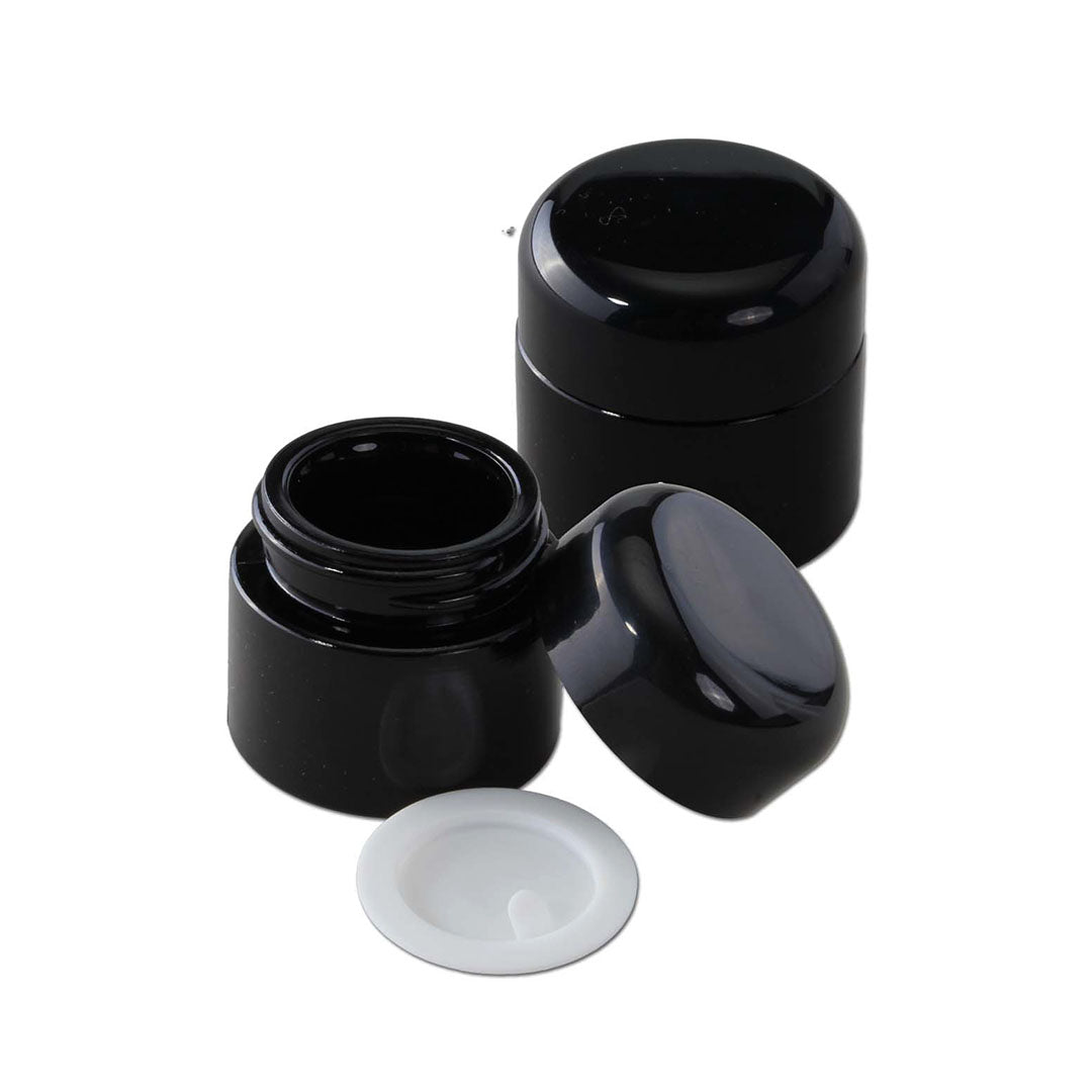 Barattolo in vetro ultravioletto a bocca larga da 50 ml con coperchio a vite nero, ermetico, a prova di odore, a prova di perdite, contenitore per conservazione UV, contenitore ricaricabile Barattolo in vetro ultravioletto a bocca larga da 50 ml con coperchio a vite nero, ermetico, a prova di odore, a prova di perdite, contenitore per conservazione UV, contenitore ricaricabile
