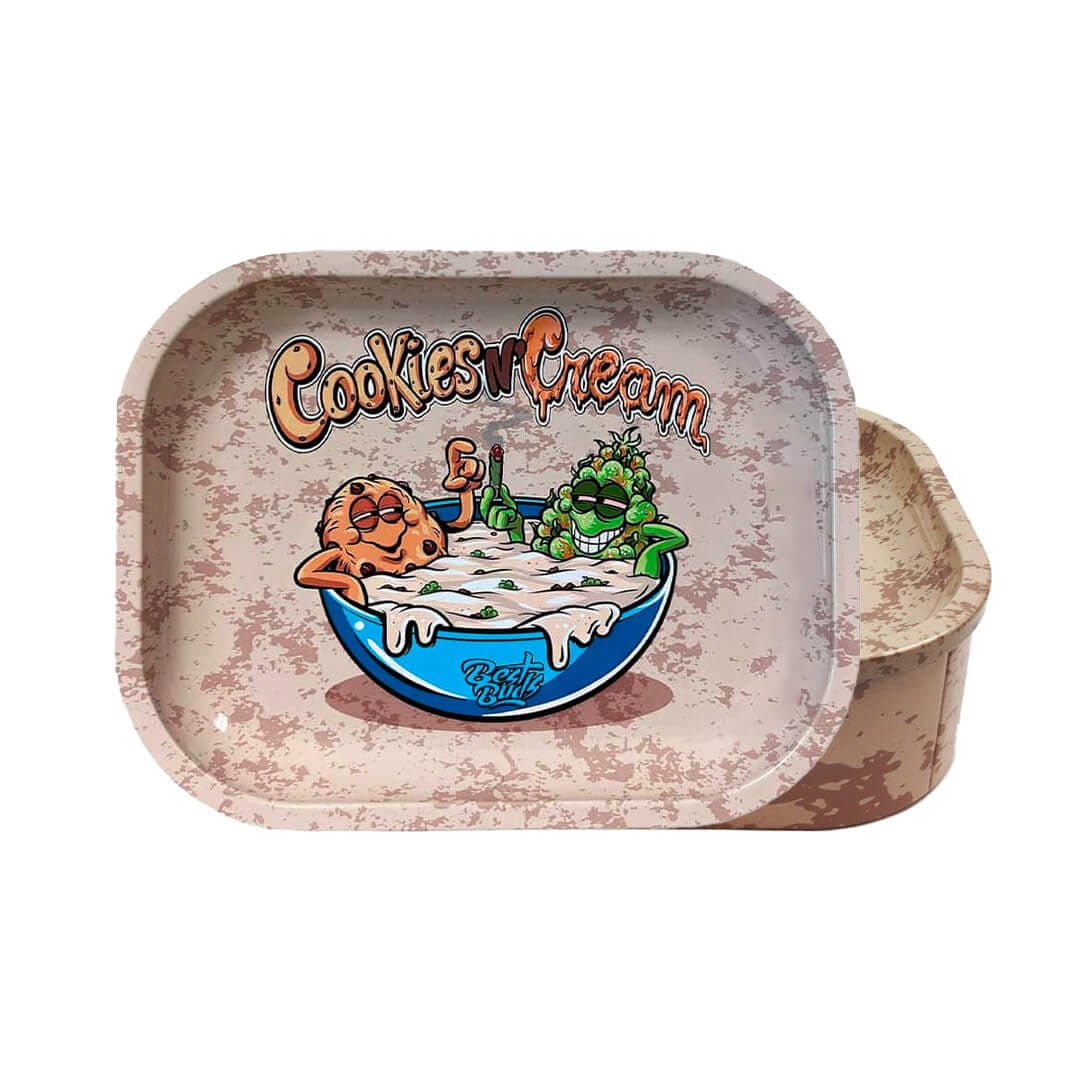 Vassoio per rollare Best Buds con box interno e grafica Cookies N' Cream, compatto e pratico | GrowLab
