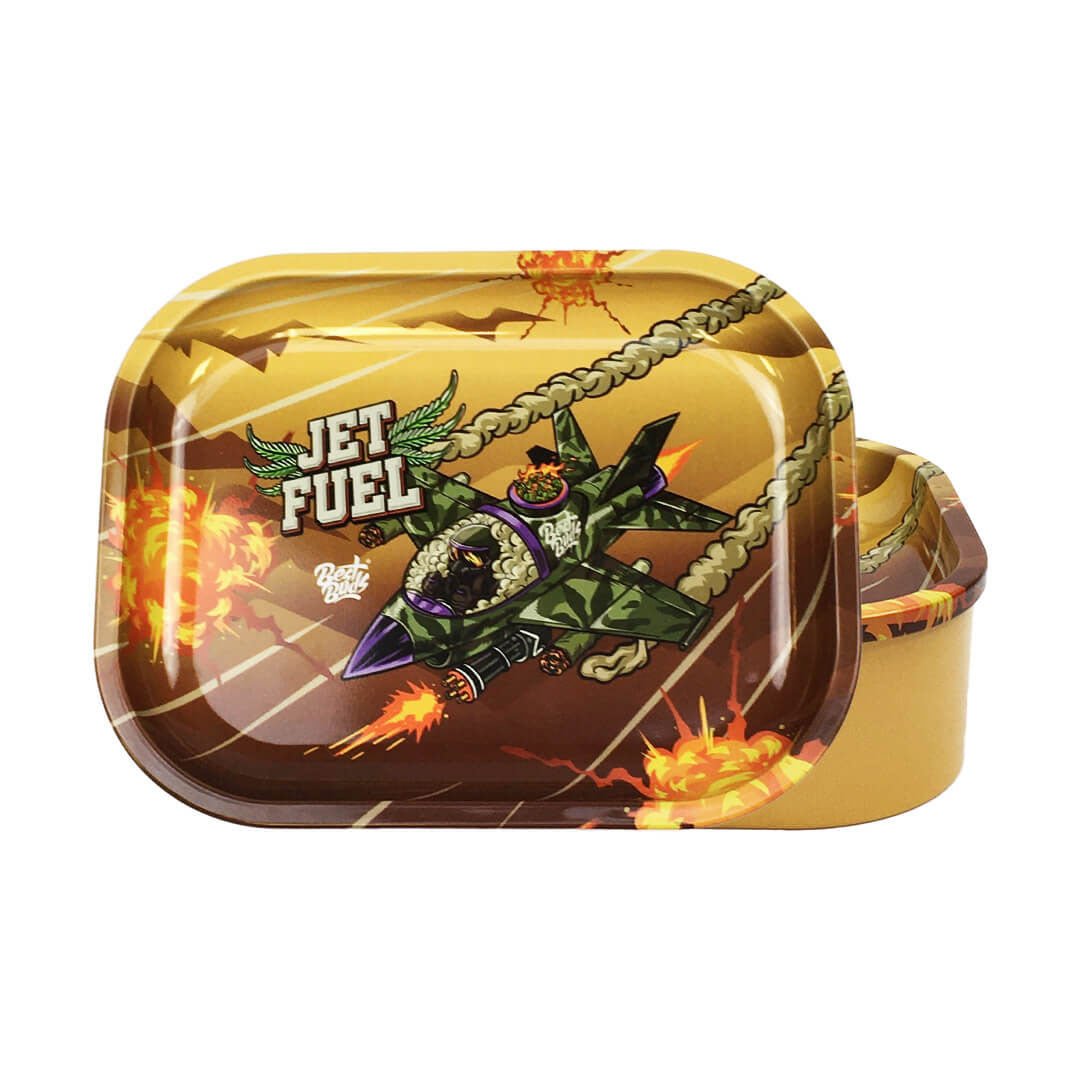 Vassoio per rollare Best Buds con box estraibile e grafica Jet Fuel, compatto e resistente | GrowLab