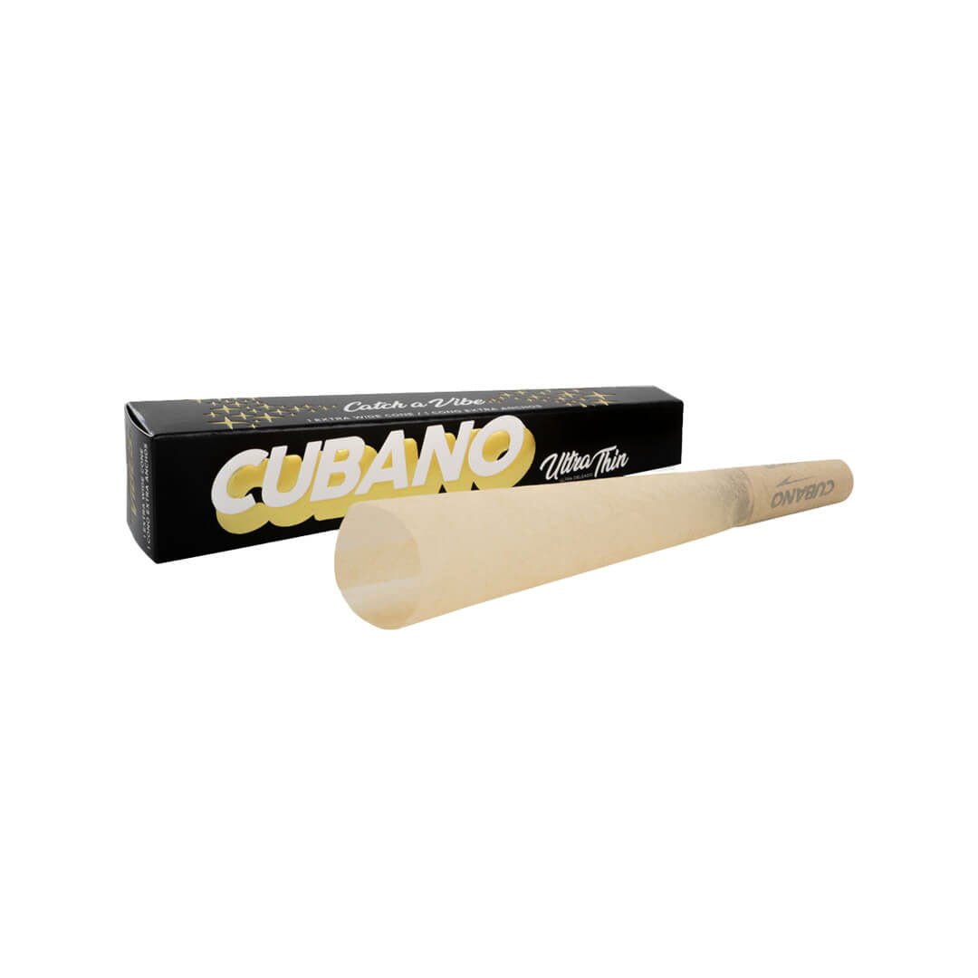Cono prerollato VIBES CUBANO Ultra Thin in carta extra sottile da 149 mm con filtro integrato, capienza fino a 8 g | GrowLab