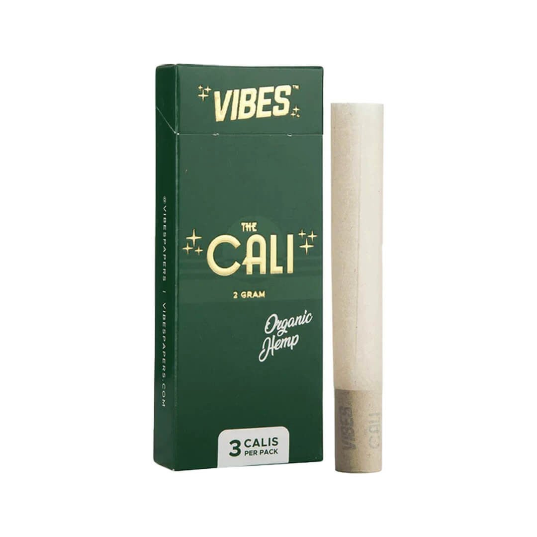 Confezione da 3 coni prerollati VIBES The Cali 2g Organic Hemp in canapa biologica non sbiancata, King Size 110 mm con filtro integrato | GrowLab