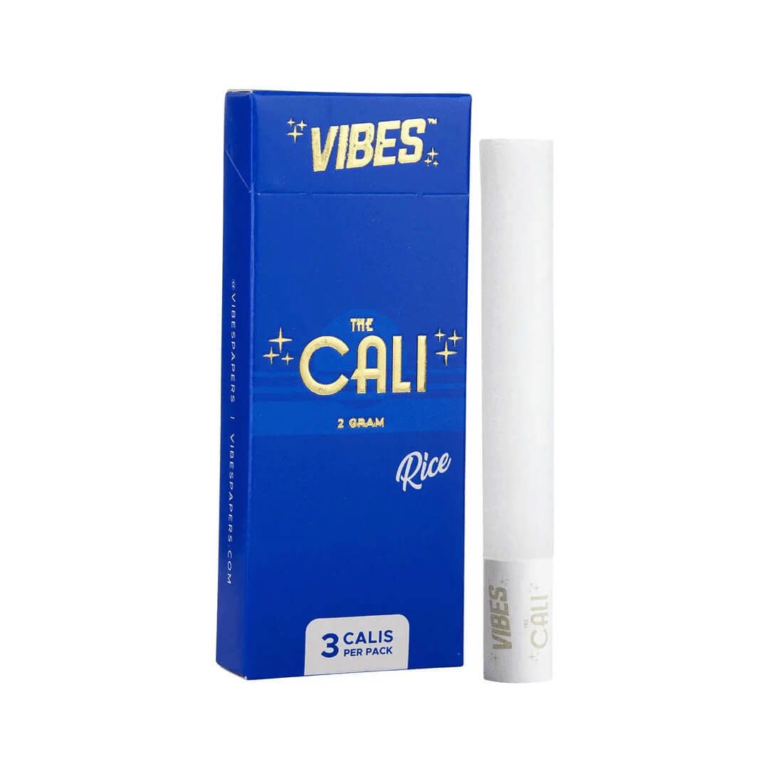 Confezione da 3 coni prerollati VIBES The Cali 2g Rice in carta di riso naturale, King Size 110 mm con filtro integrato | GrowLab