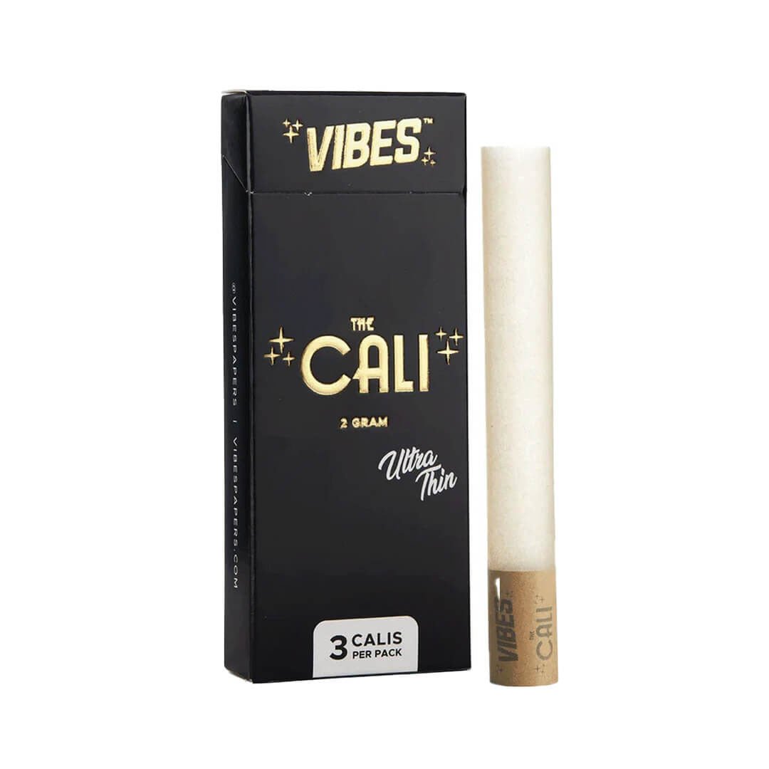 Confezione da 3 coni prerollati VIBES The Cali 2g Ultra Thin in carta extra sottile, King Size 110 mm con filtro integrato | GrowLab