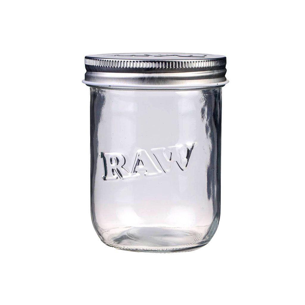 Barattolo RAW in vetro spesso da 473 ml con logo inciso e coperchio a vite | GrowLab