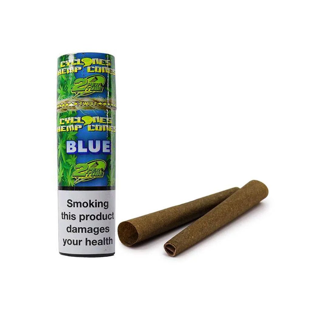 Cyclones Hemp Cones Blue, 2 coni in canapa pre‑rollati gusto Blueberry in tubo richiudibile | GrowLab