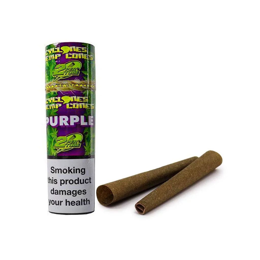Cyclones Hemp Cones Purple: 2 coni in canapa pre-rollati al gusto Uva in tubo sigillato | GrowLab