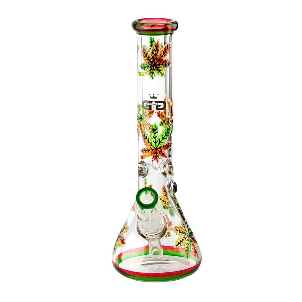 Grace Glass Crystal Series beaker bong 32 cm in vetro spesso con effetto glow in the dark e notch per ghiaccio | GrowLab