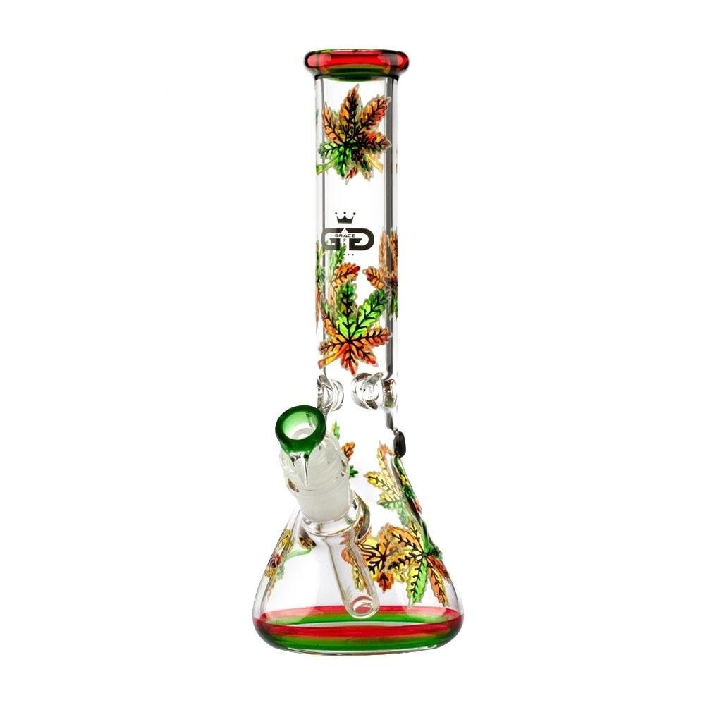 Grace Glass Crystal Series beaker bong 32 cm in vetro spesso con effetto glow in the dark e notch per ghiaccio | GrowLab