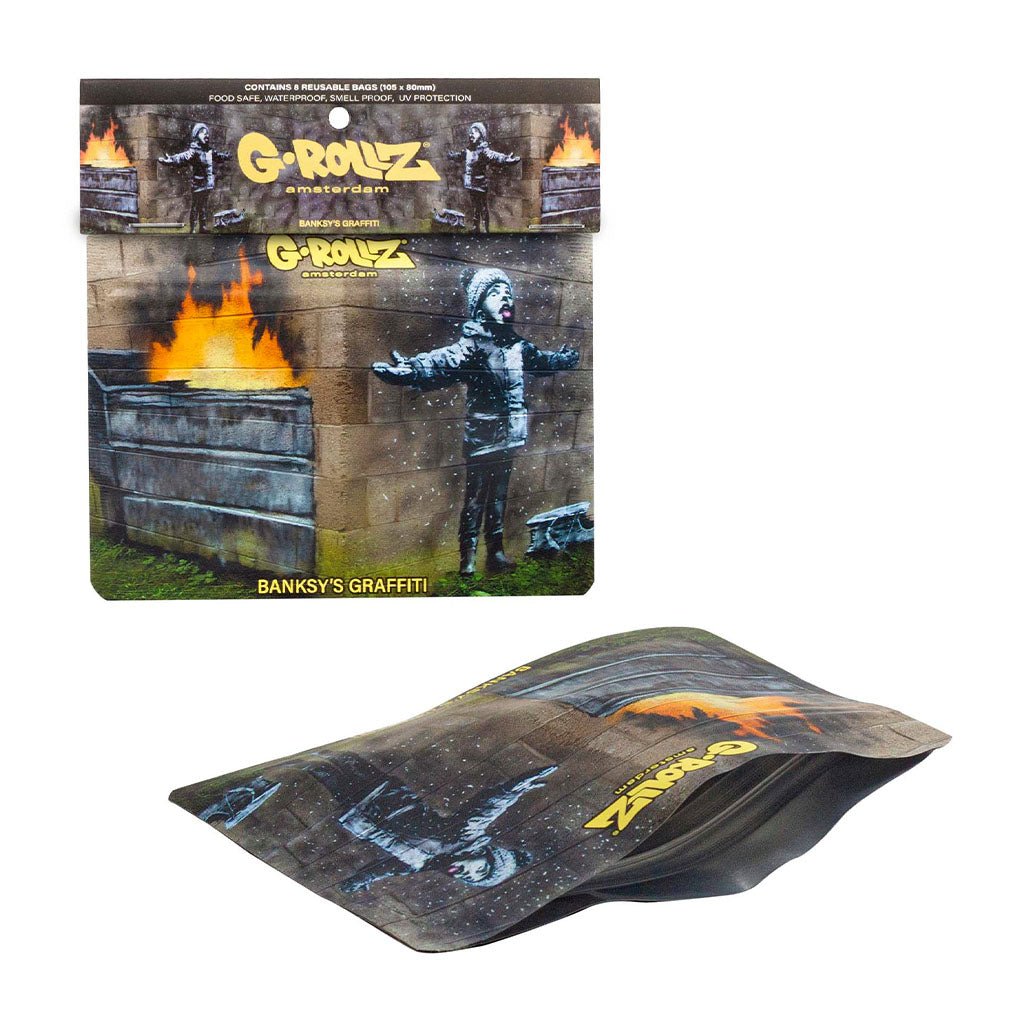 Bustine antiodore G-Rollz Snowflake Boy 105×80mm, grafica ufficiale Banksy, set da 8 pezzi | GrowLab