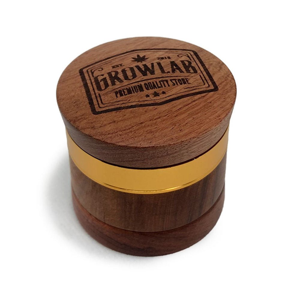 Grinder GrowLab in legno e alluminio da 60mm – 4 parti con filtro per kief | GrowLab
