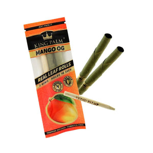 King Palm Mango OG confezione da 2 blunt in foglia di palma con filtro ai terpeni, Boost 62% e pressino in bambù | GrowLab