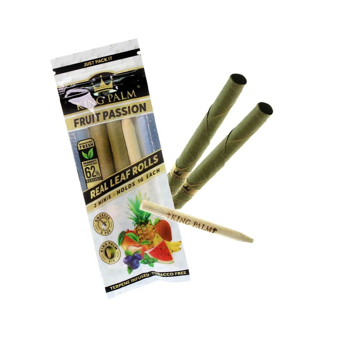Confezione King Palm Fruit Passion con 2 blunt in foglia di palma, filtro ai terpeni, pressino in bambù e Boost 62% | GrowLab