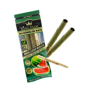 King Palm Watermelon Wave confezione da 2 blunt in foglia di palma con filtro ai terpeni, Boost 62% e pressino in bambù | GrowLab