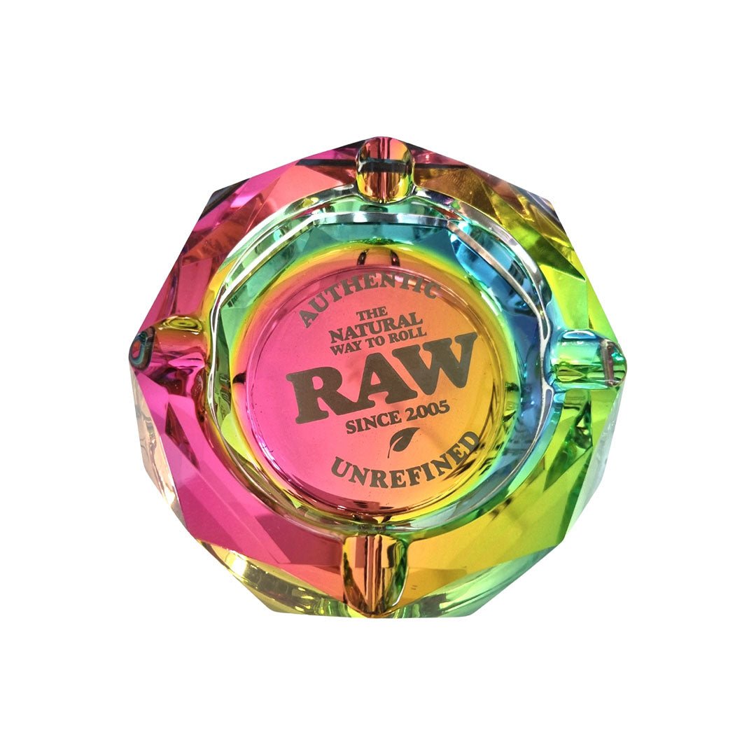 Posacenere RAW The Rainbow in cristallo con 4 incavi e design colorato arcobaleno | GrowLab