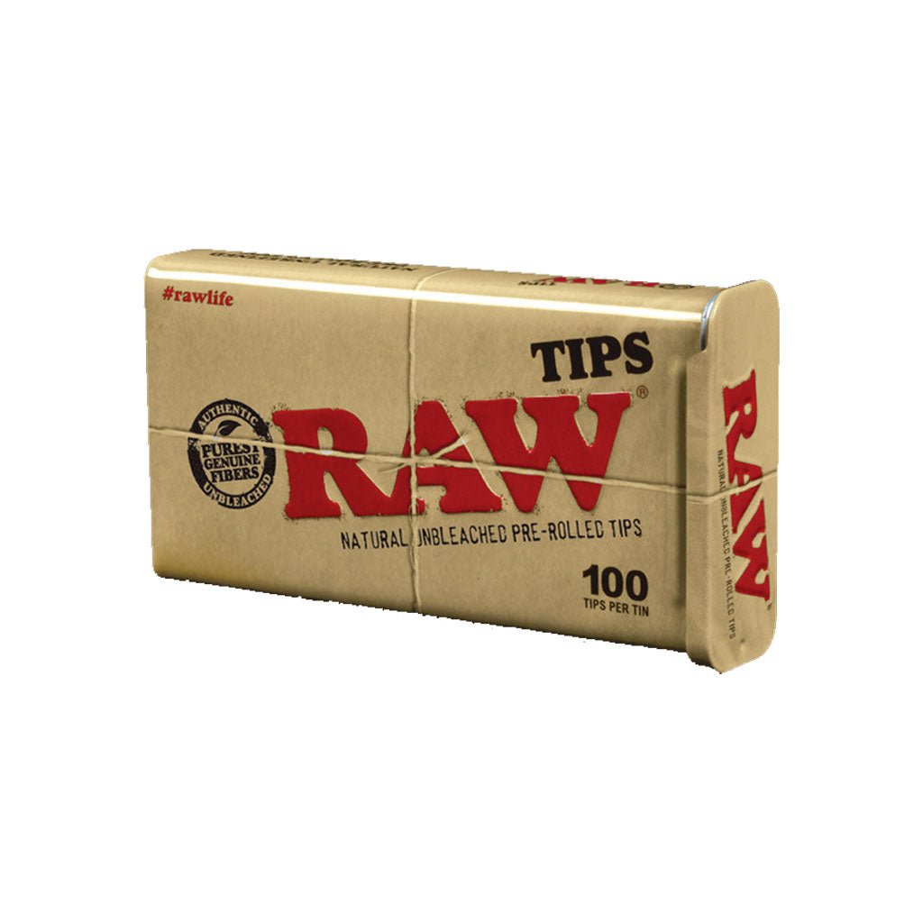 RAW Filtri Pre-Rollati con box in metallo stile RAW, 100 filtri in carta naturale non sbiancata | GrowLab
