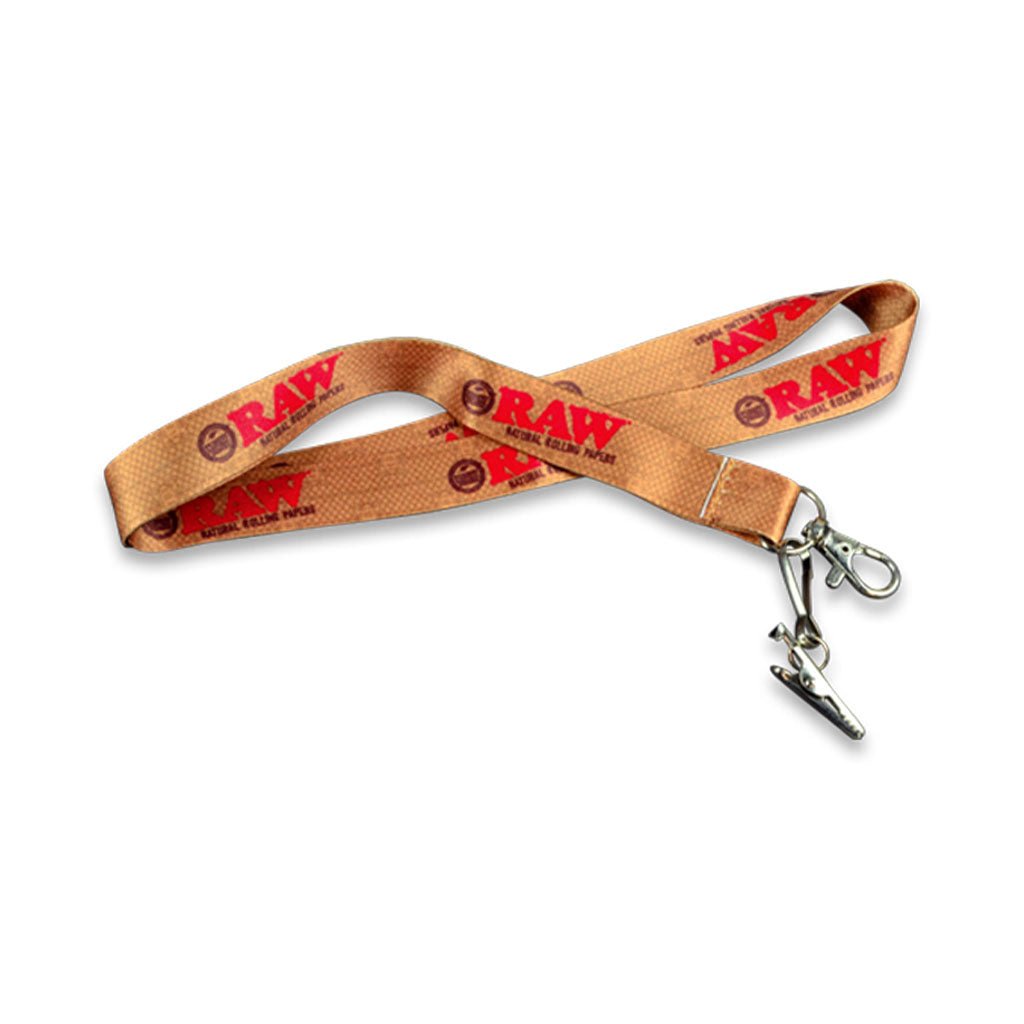 Lanyard RAW in nylon con logo rosso e nero e gancio in metallo rimovibile | GrowLab