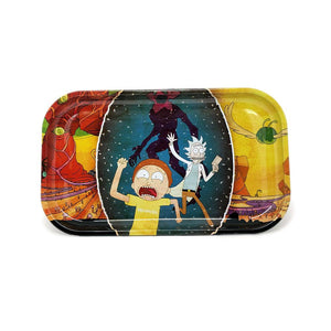Vassoio per rollare Rick and Morty contro Demogorgone 27x16cm in metallo con grafica crossover | GrowLab