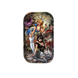 Vassoio per rollare Alice’s World 27x16cm in metallo con grafica ispirata ad Alice nel Paese delle Meraviglie | GrowLab